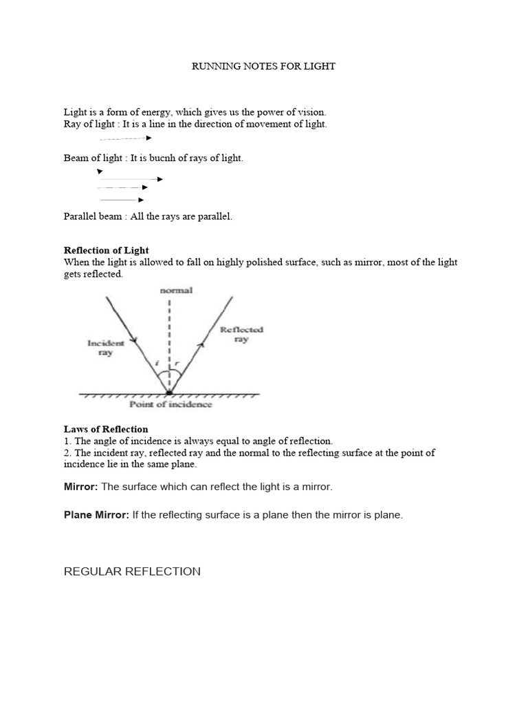 Understanding Light Reflection and Mirrors | PDF | Reflection (Physics ...
