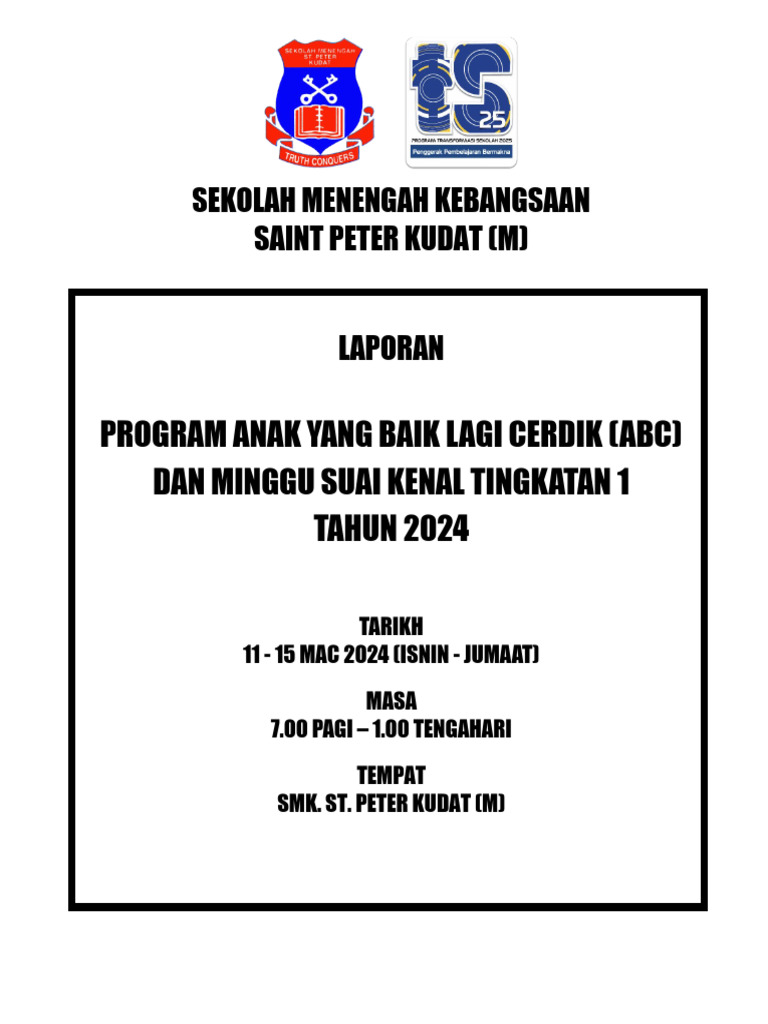 Laporan Program ABC Dan Orientasi Ting 1 2024 | PDF