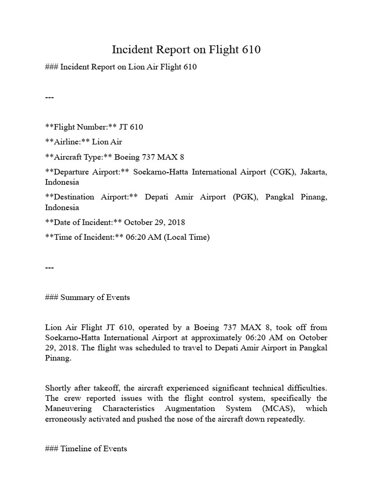 Lion Air Flight 610 Crash Report | PDF | Airlines | Airliner