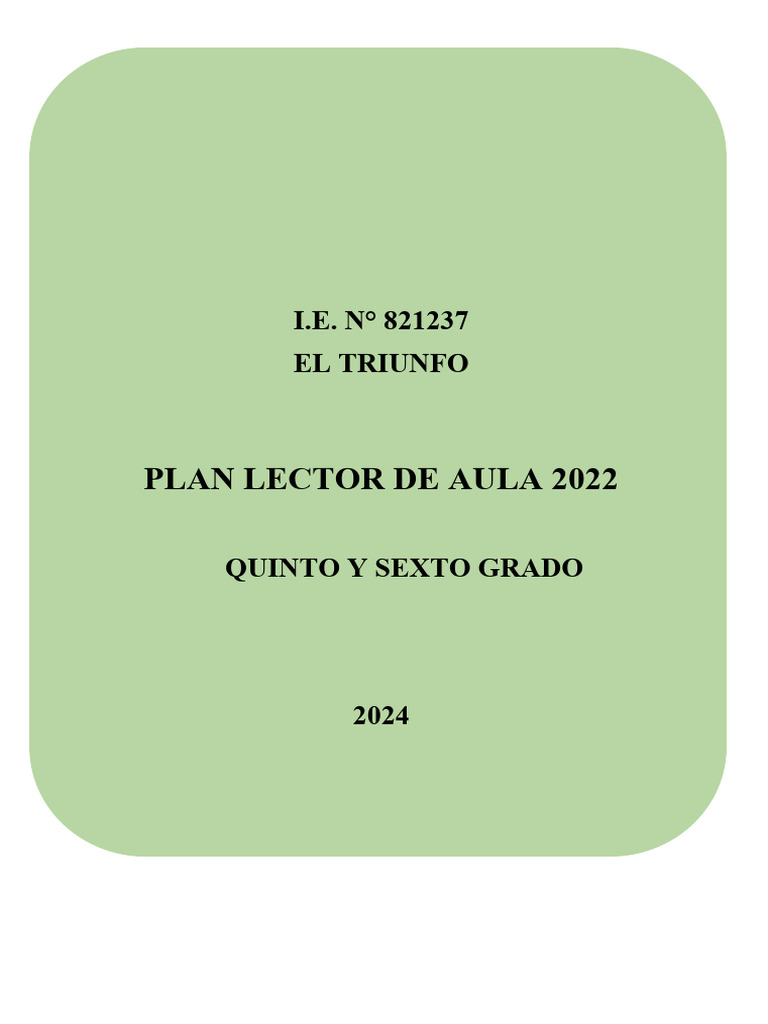 Plan Lector de Aula 2023 | PDF | Maestros | Educación primaria