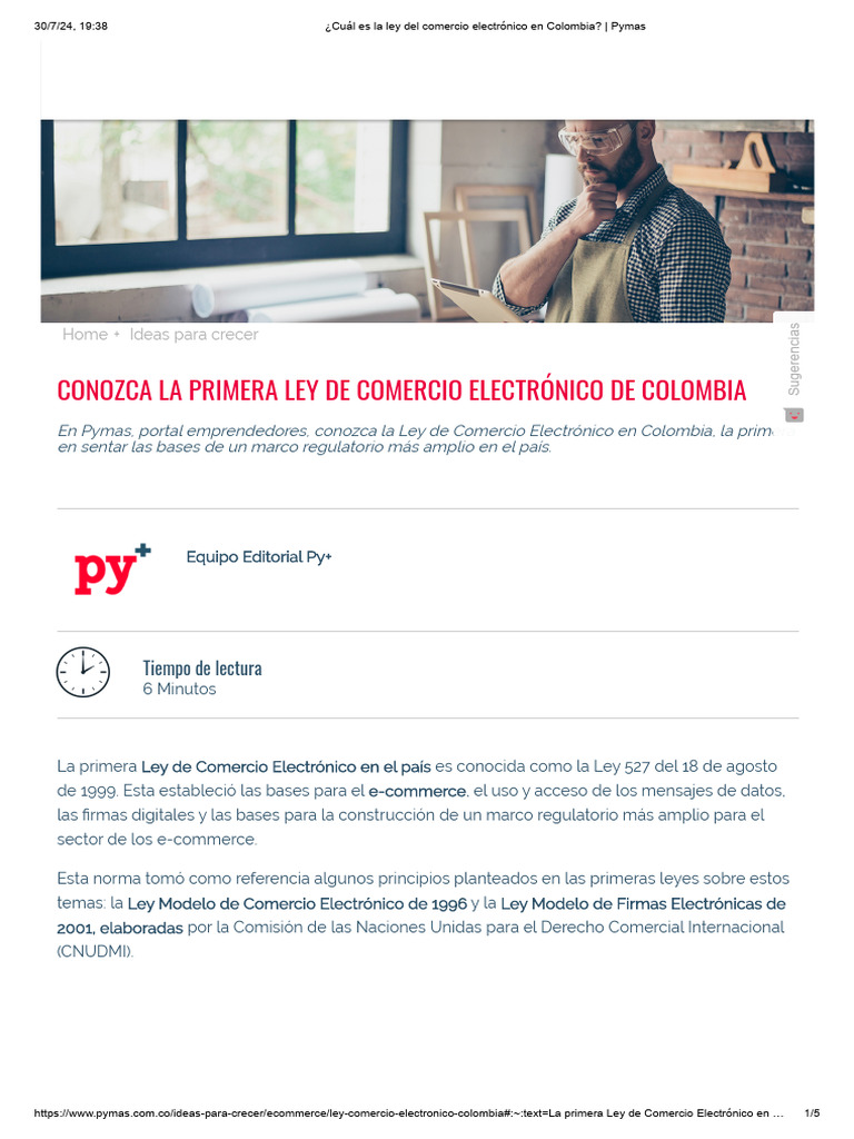 Cuál Es La Ley Del Comercio Electrónico En Colombia Pymas Pdf