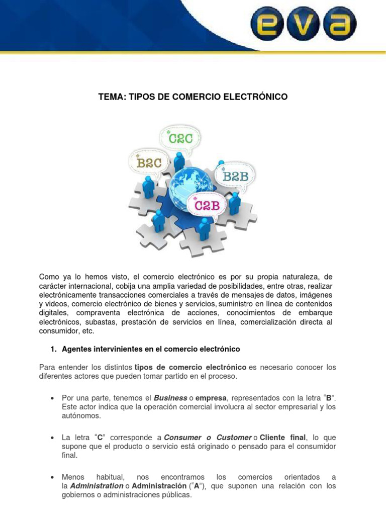 Tipos de Comercio Electrónico | PDF | Comercio electrónico | Las ...