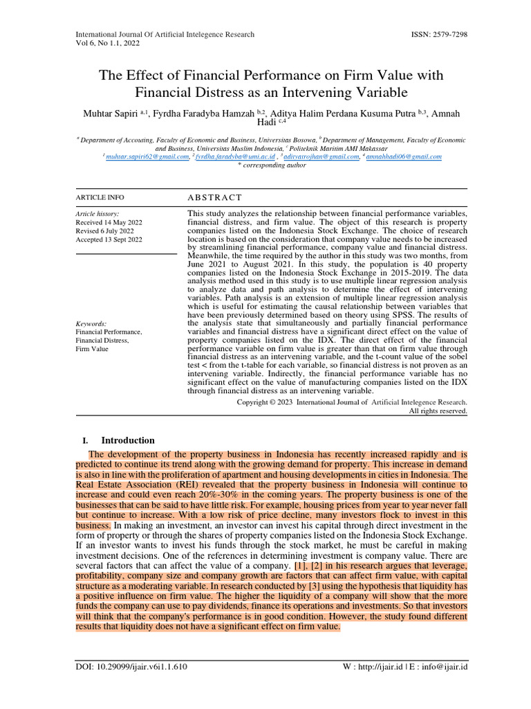 Financial Performance On Company Value | PDF | Stocks | Investing