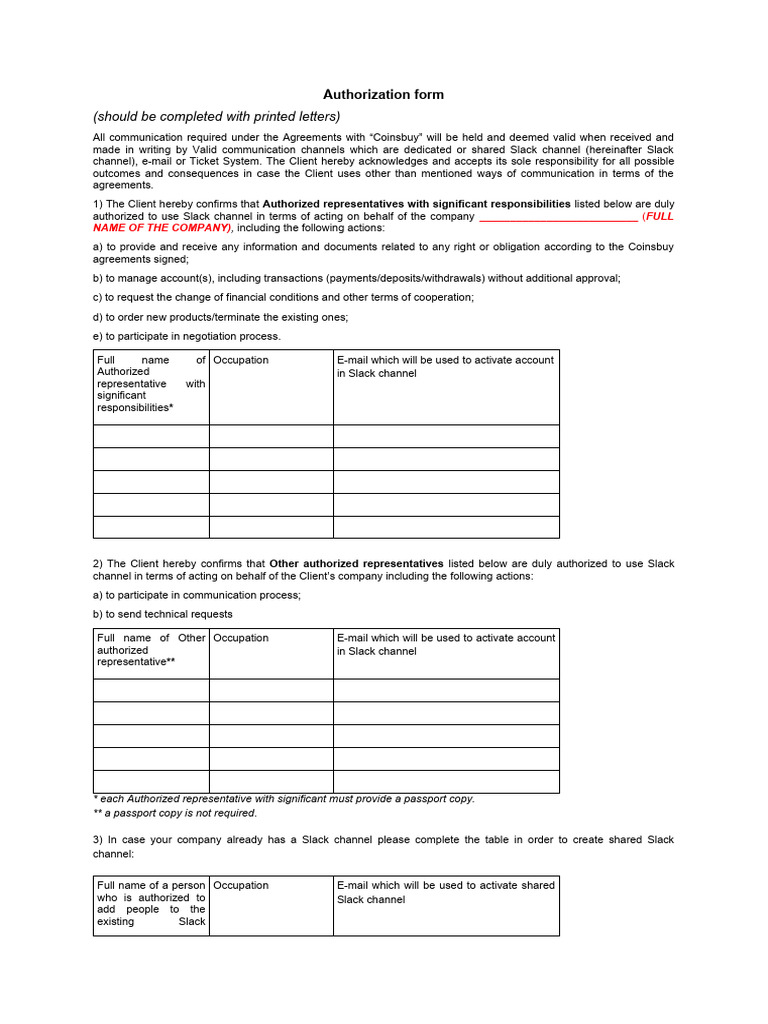 Authorisation Form | PDF