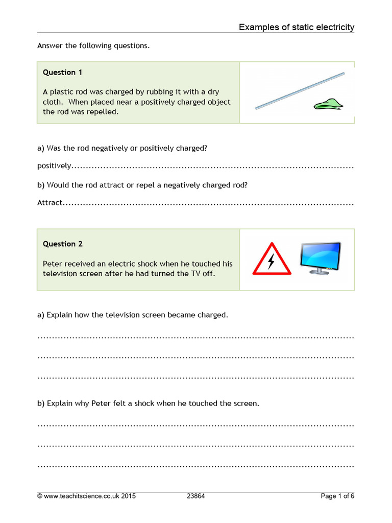 Understanding Static Electricity Examples | PDF | Electric Charge ...