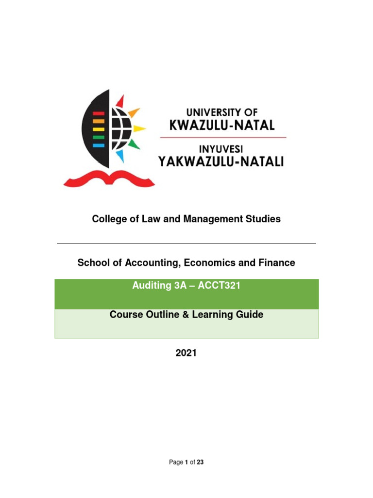 Auditing 3A Course Outline 2021 | PDF | Audit | Internal Control