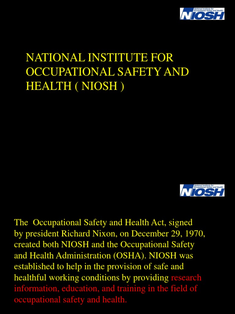 NIOSH Occupational Safety And Health Safety