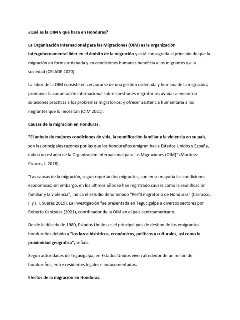 Efectos de La Migración Según La OIM | PDF | Organización internacional ...