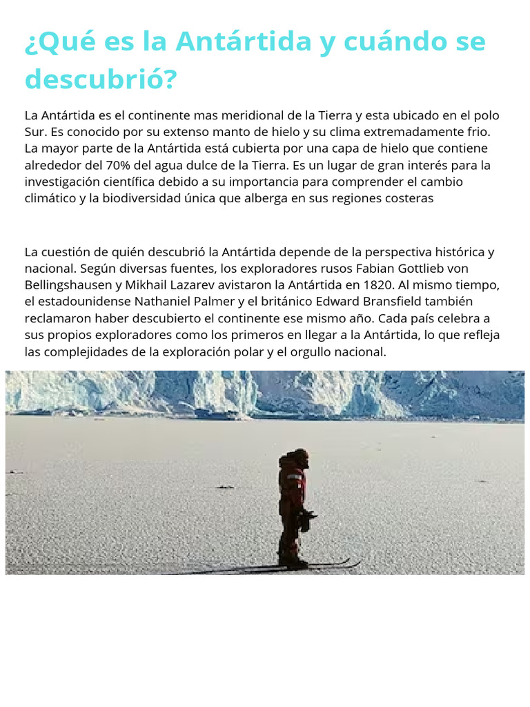 Descubrimiento y características de la Antártida | PDF