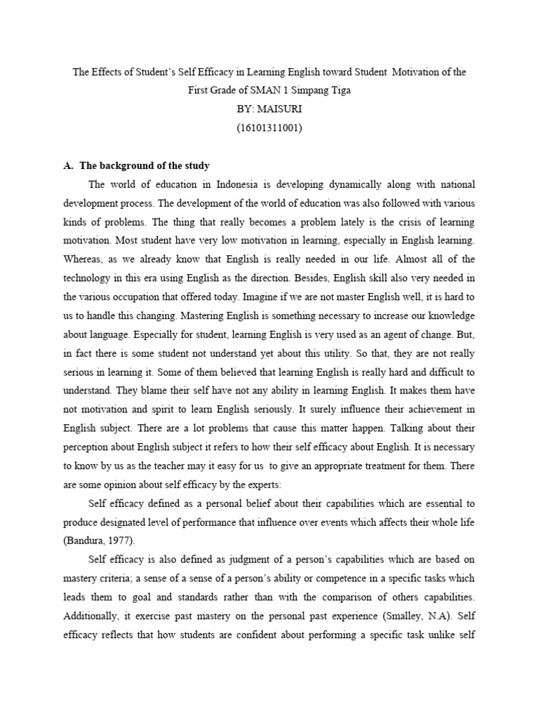 Self-Efficacy's Impact on English Learning Motivation | PDF | Self ...