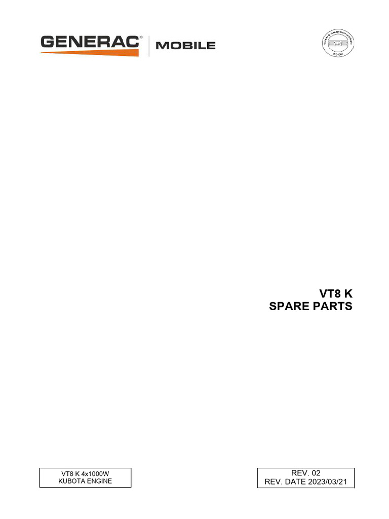 Spare parts generac vt8k unified rev 02 pdf fuse electrical