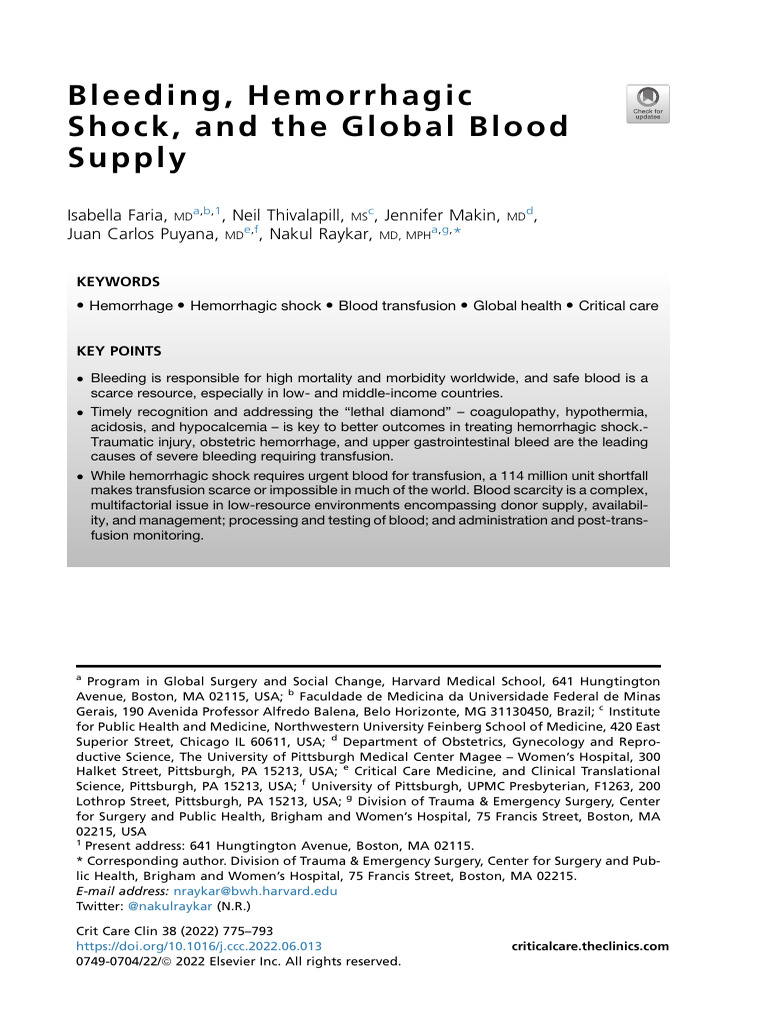Bleeding, Hemorrhagic Shock 2022 | PDF | Bleeding | Childbirth