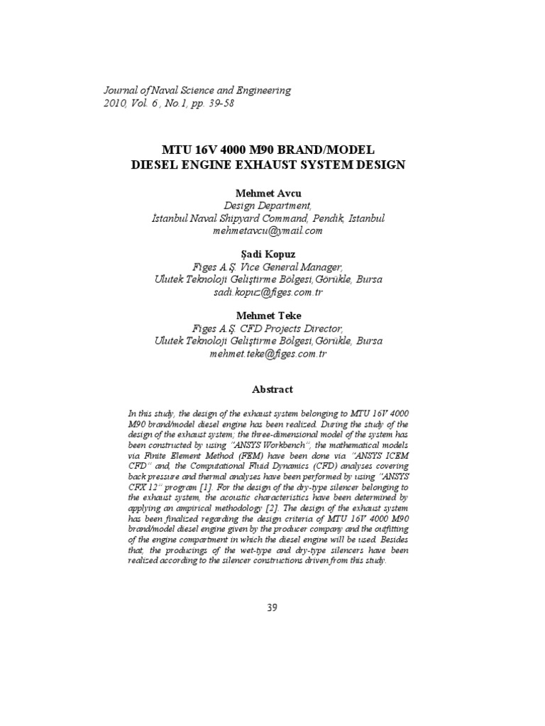 Diesel Engine Exhaust System Desing | PDF