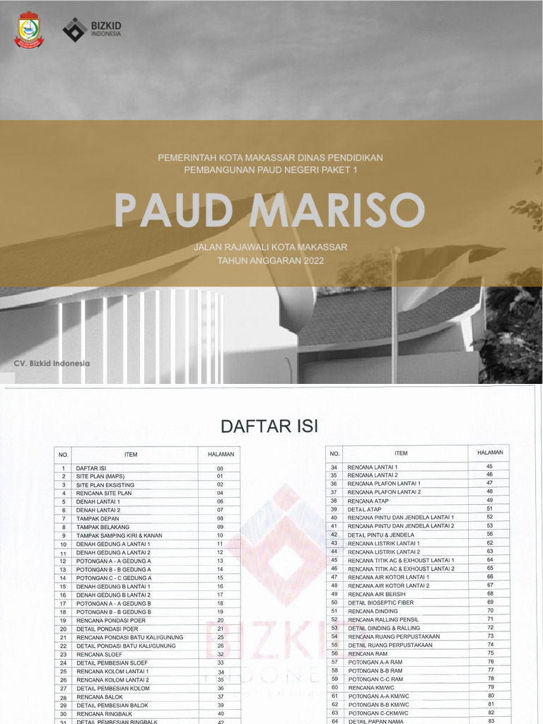Pembangunan PAUD Mariso Makassar 2022 | PDF