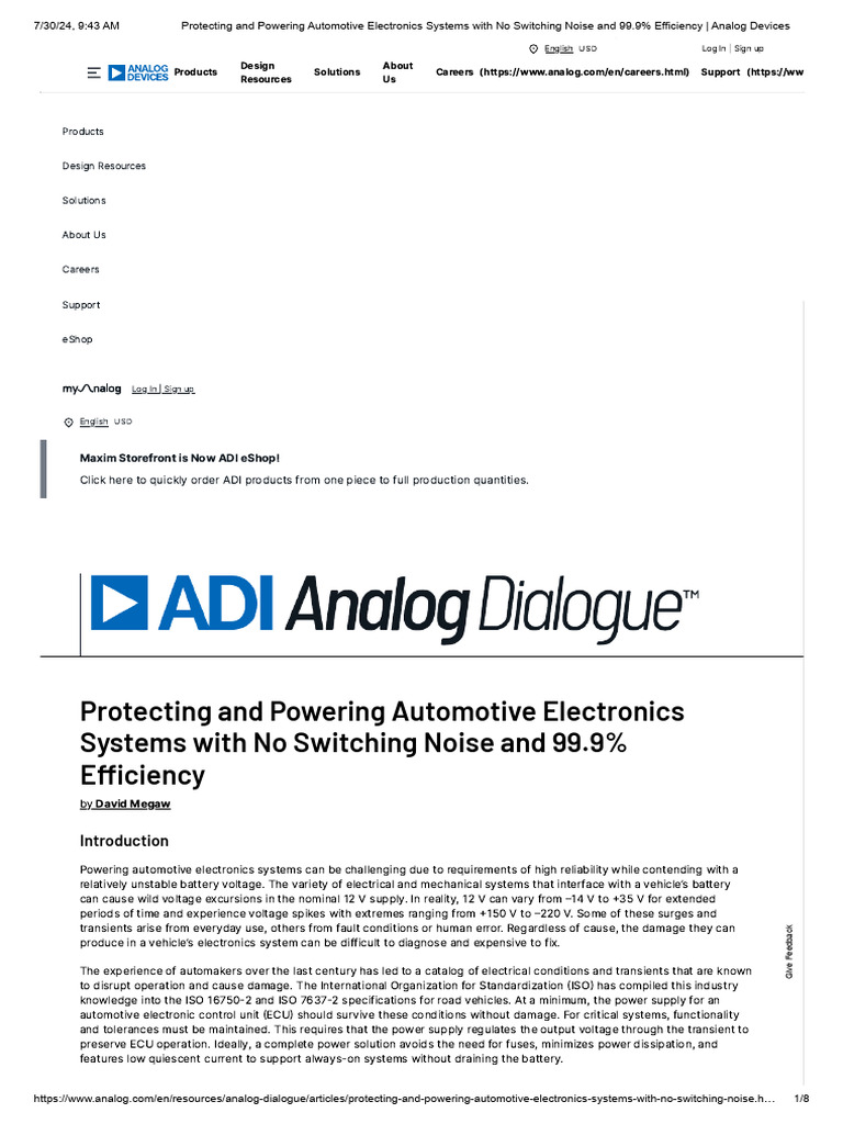 Protecting And Powering Automotive Electronics Systems With No