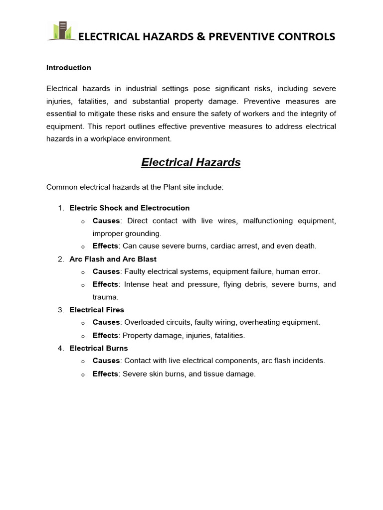 Electrical Hazard Preventive Measures | PDF | Electrical Connector ...