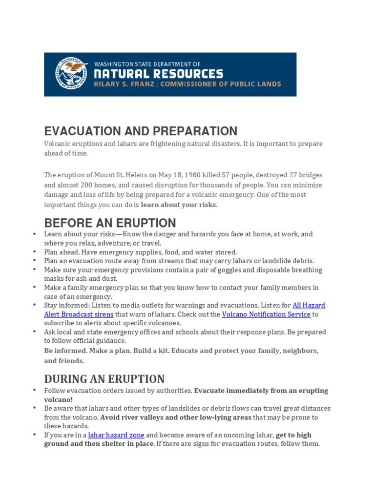 Evacuation and Preparation - 1 | PDF | Volcanic Ash | Volcano
