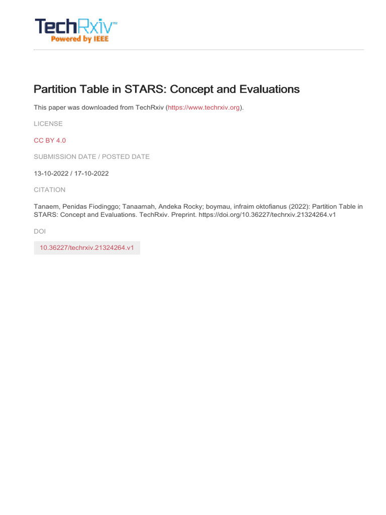 Partition Table in STARS Concept and Evaluations | PDF | Databases ...
