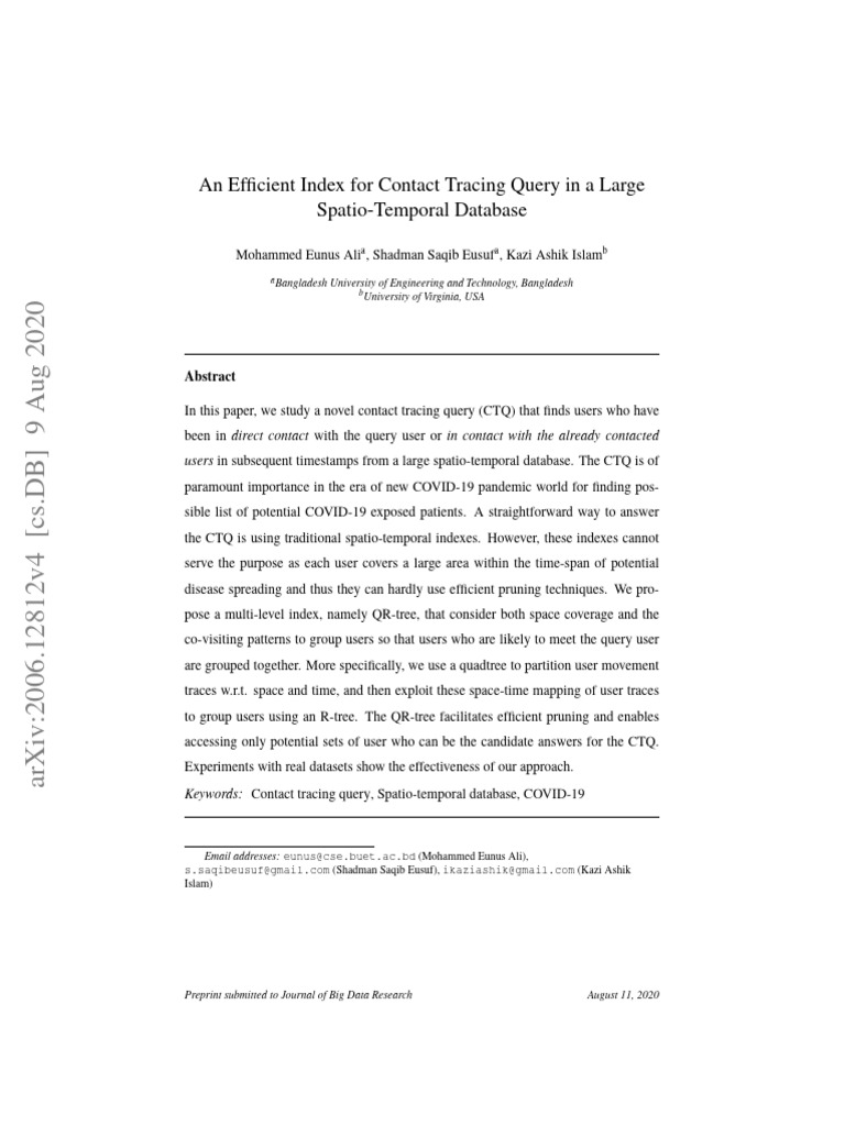 An Efficient Index For Contact Tracing Query in A Large Spatio ...