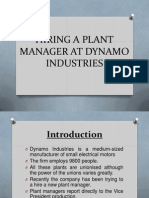 Hiring A Plant Manager at Dynamo Industries