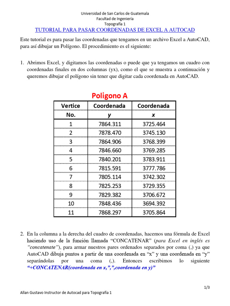 Como Importar Coordenadas De Excel A Autocad