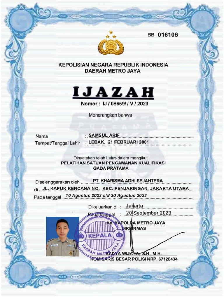 Ijazah Satpam | PDF