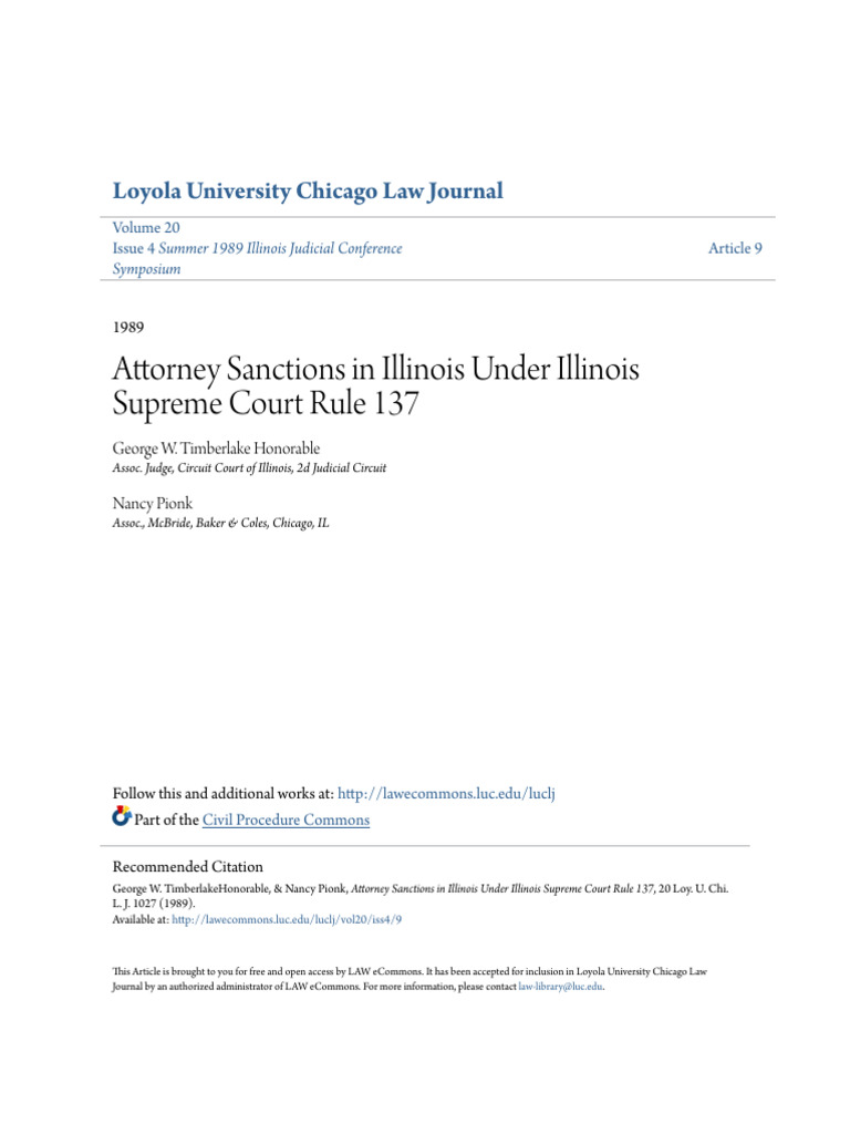 Attorney Sanctions in Illinois Under Illinois Supreme Court Rule | PDF ...