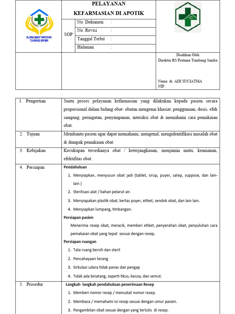 Prosedur Pelayanan Kefarmasian Apotik | PDF | Pengembangan Diri ...