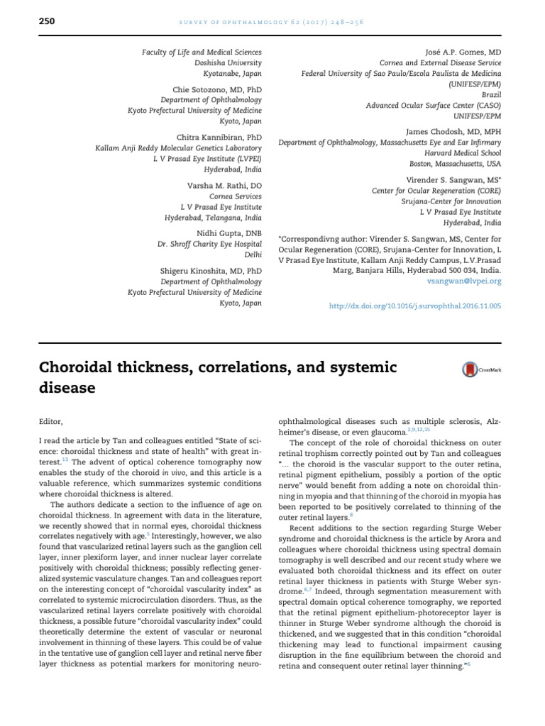 Choroidal Thickness and Systemic Disease | PDF | Retina | Ophthalmology