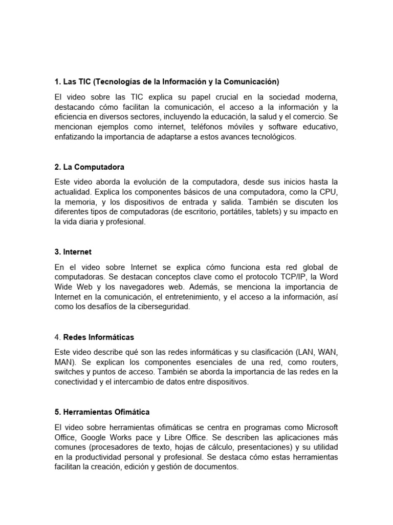 Las TIC (Tecnologías de La Información y La Comunicación) | PDF ...