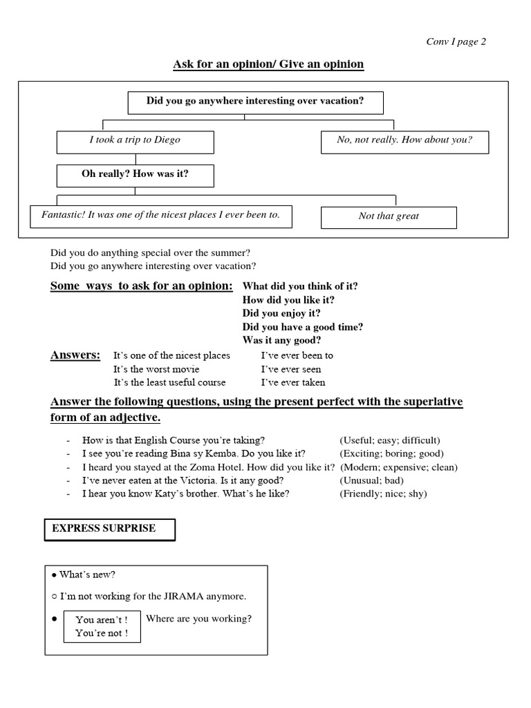 Asking for Opinions and Reactions | PDF | Language Arts & Discipline ...