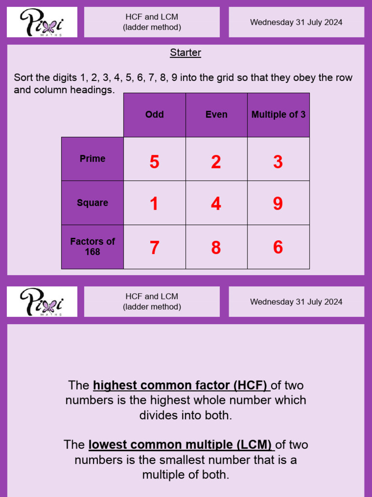7 hcf lcm ladder pdf mathematics number theory