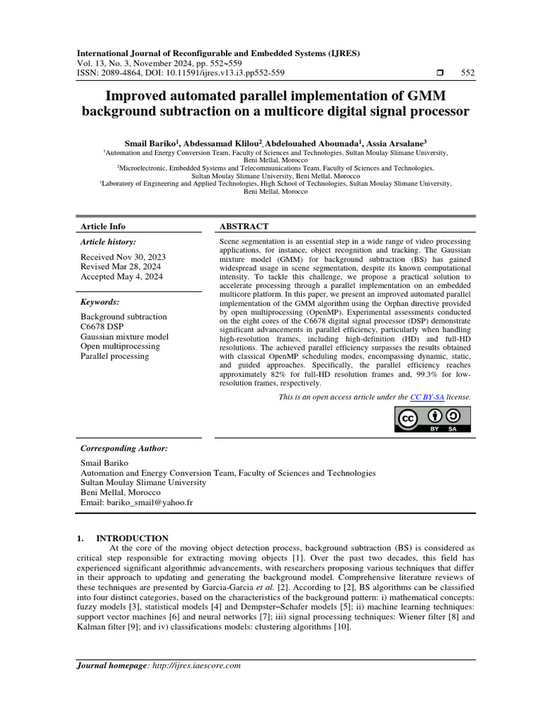 GMM Background Subtraction on Multicore DSP | PDF | Multi Core ...