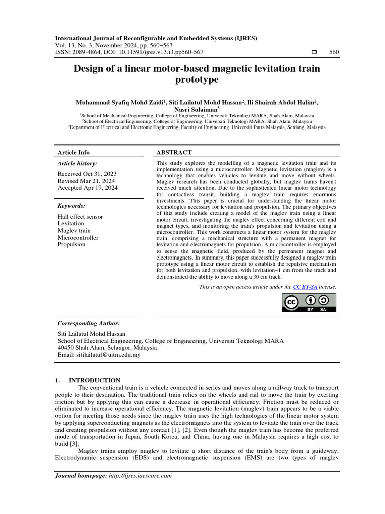 Linear Motor Maglev Train Prototype Design | PDF | Electric Motor ...