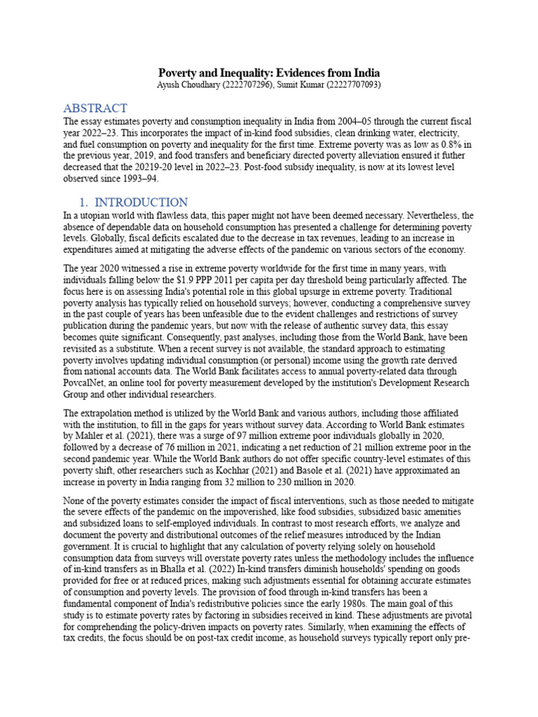 Poverty and Inequality Trends in India | PDF | Poverty | Poverty ...