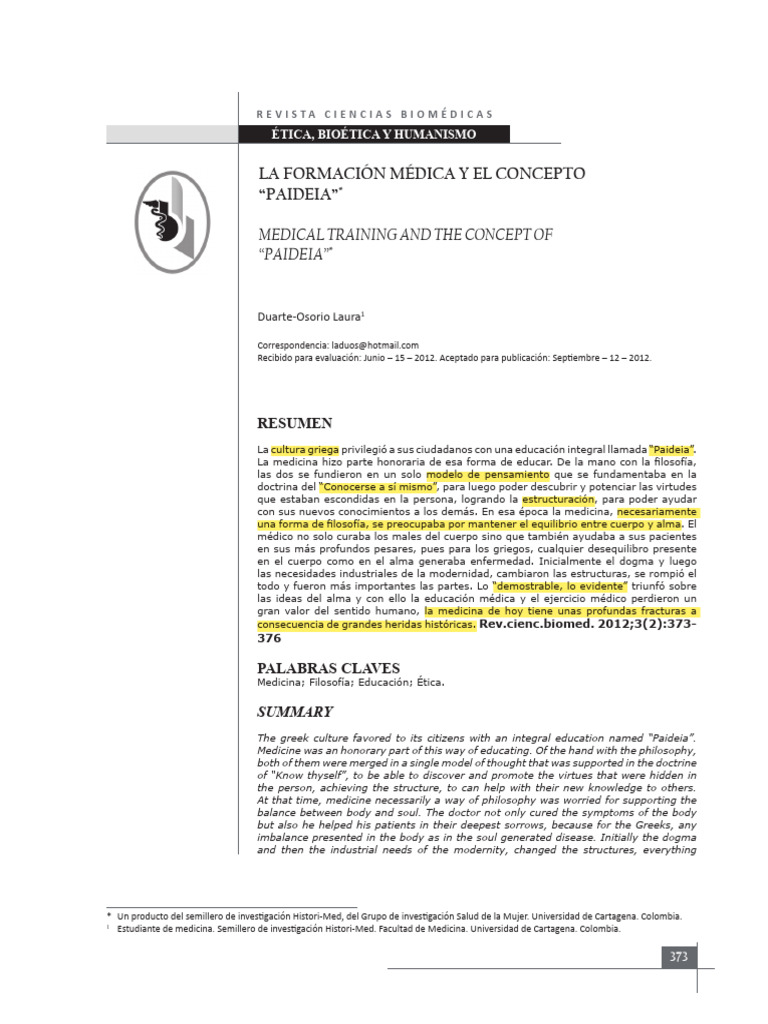 Medicina y Paideia en la Grecia Antigua | PDF | Conocimiento | Science