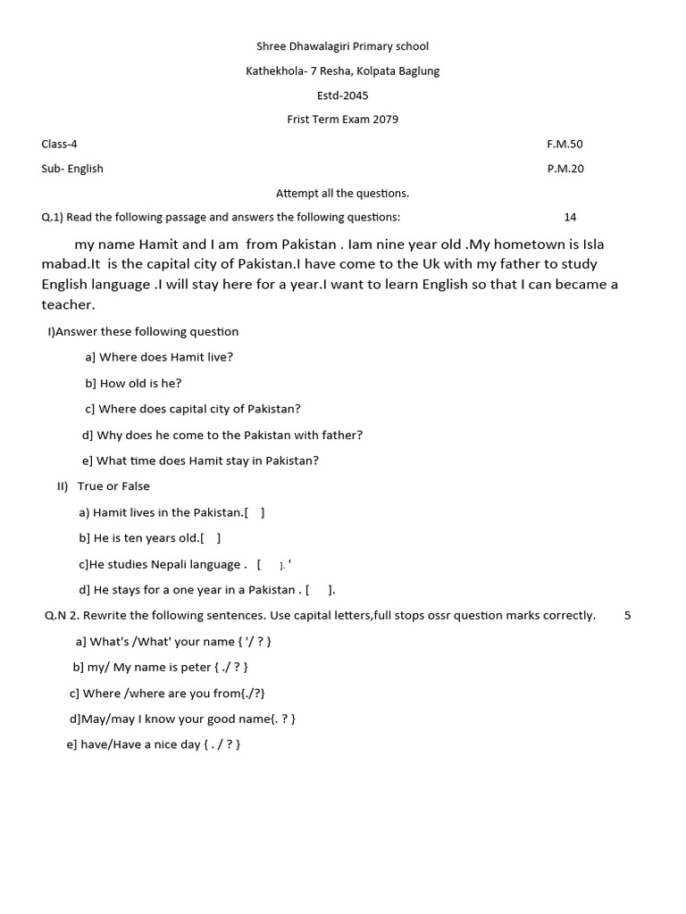 4 Class English Pdf Linguistics