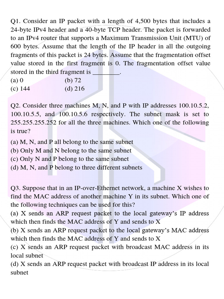 IP Networking Questions and Answers | PDF | Routing | Internet Protocols