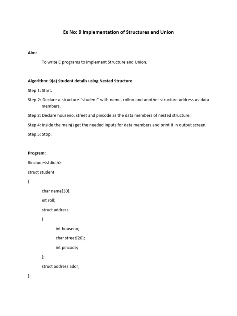 C Programs for Structures, Unions, and Files | PDF | Computer ...
