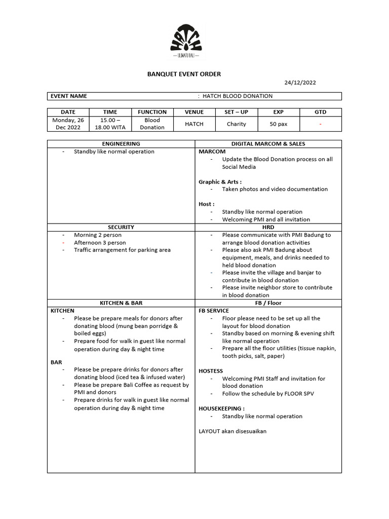 26 Desember BEO BLOOD DONATION | PDF