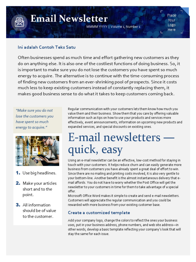 Creating Effective Email Newsletters | PDF | Microsoft Word | Computing