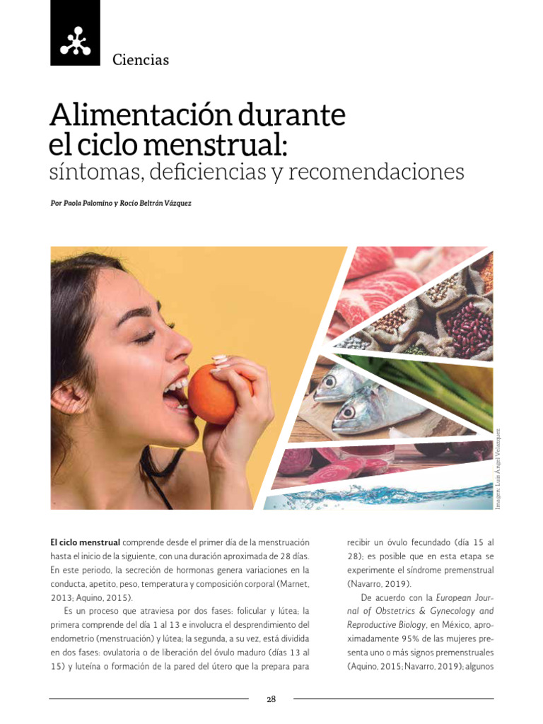 Alimentación Durante El Ciclo Menstrual:: Síntomas, Deficiencias y