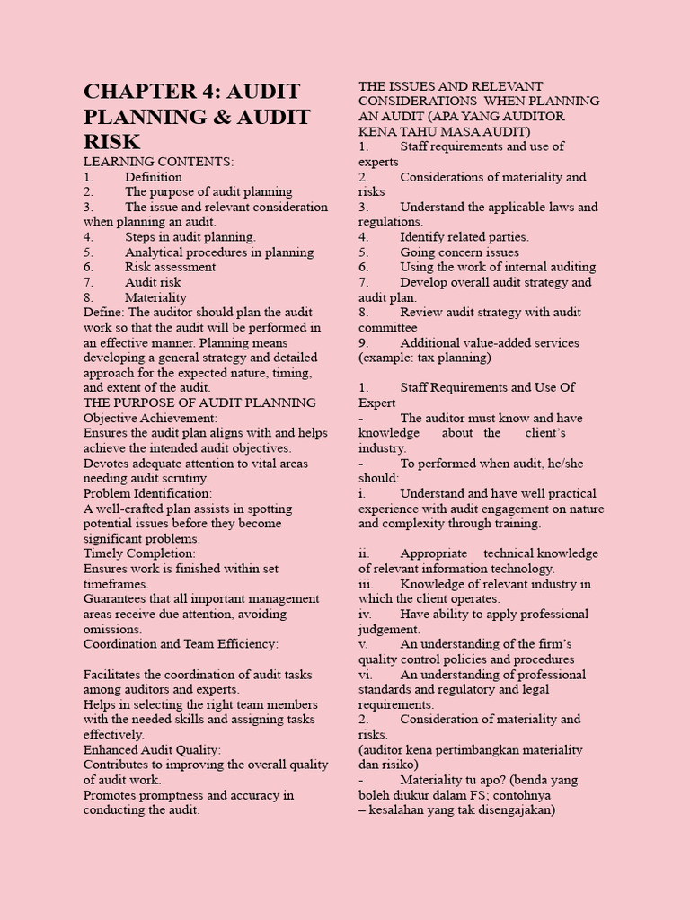Audit Planning and Risk Assessment | PDF | Audit | Internal Control