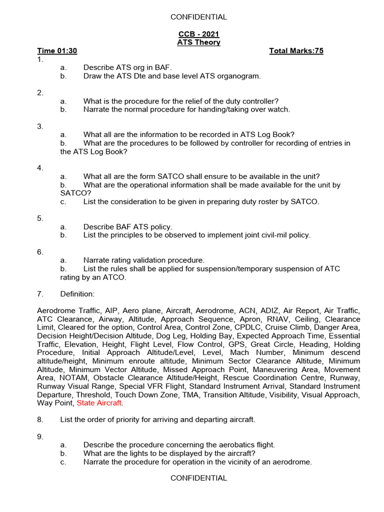 ATS Procedures and Policies Overview | PDF | Air Traffic Control ...