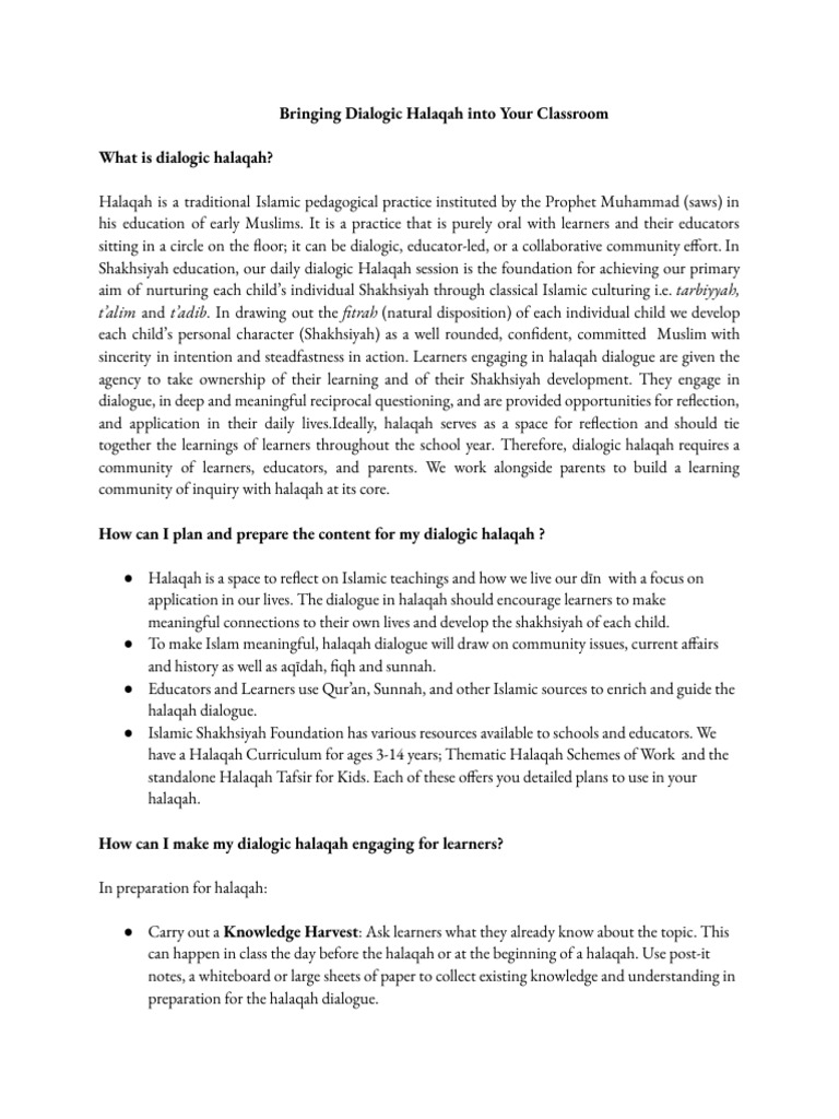 Bringing Halaqah Into Your Classroom | PDF | Learning | Dialogue