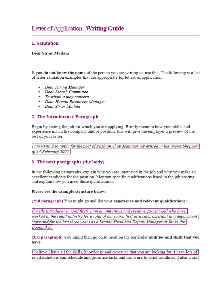 Letter of Application Writing Guide | PDF | University | Science
