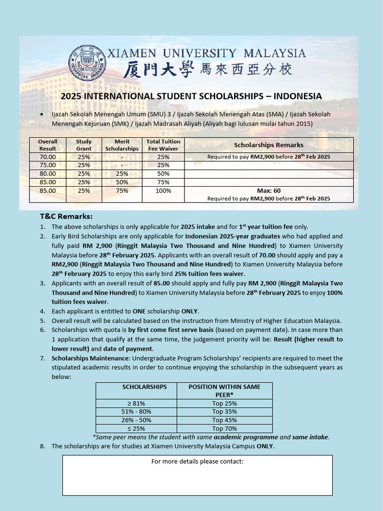 2025 Indonesia International Student Scholarships Pdf Education Finance