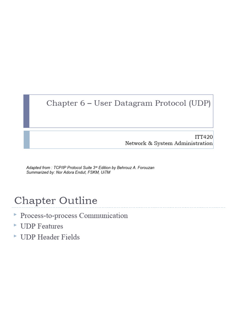 ITT420 - Chapter 6 UDP | PDF | Port (Computer Networking) | Internet ...