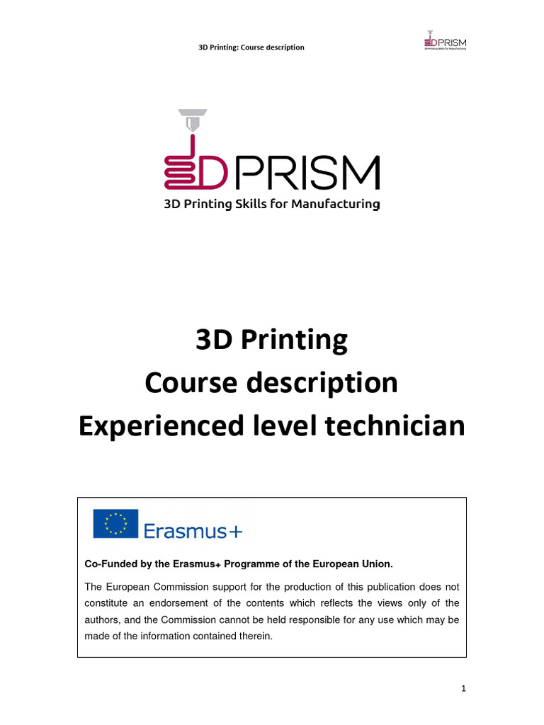 3D Printing Course for Experienced Technicians | PDF | 3 D Printing ...