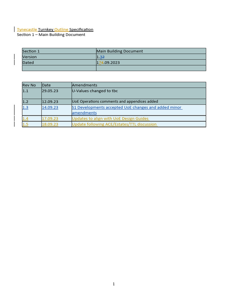 Tynecastle Specification - Section 1 Main Building Document V1.5 | PDF ...